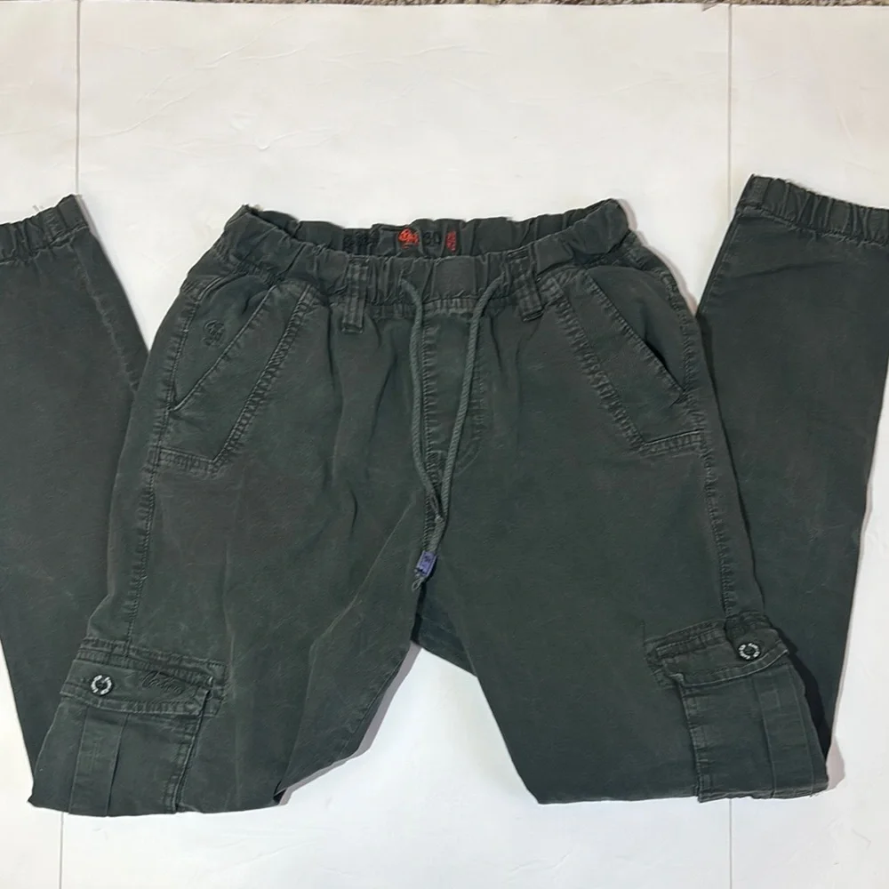 Castro army green Casual Cargo Pant unisex multi pocket utility drawstring waist